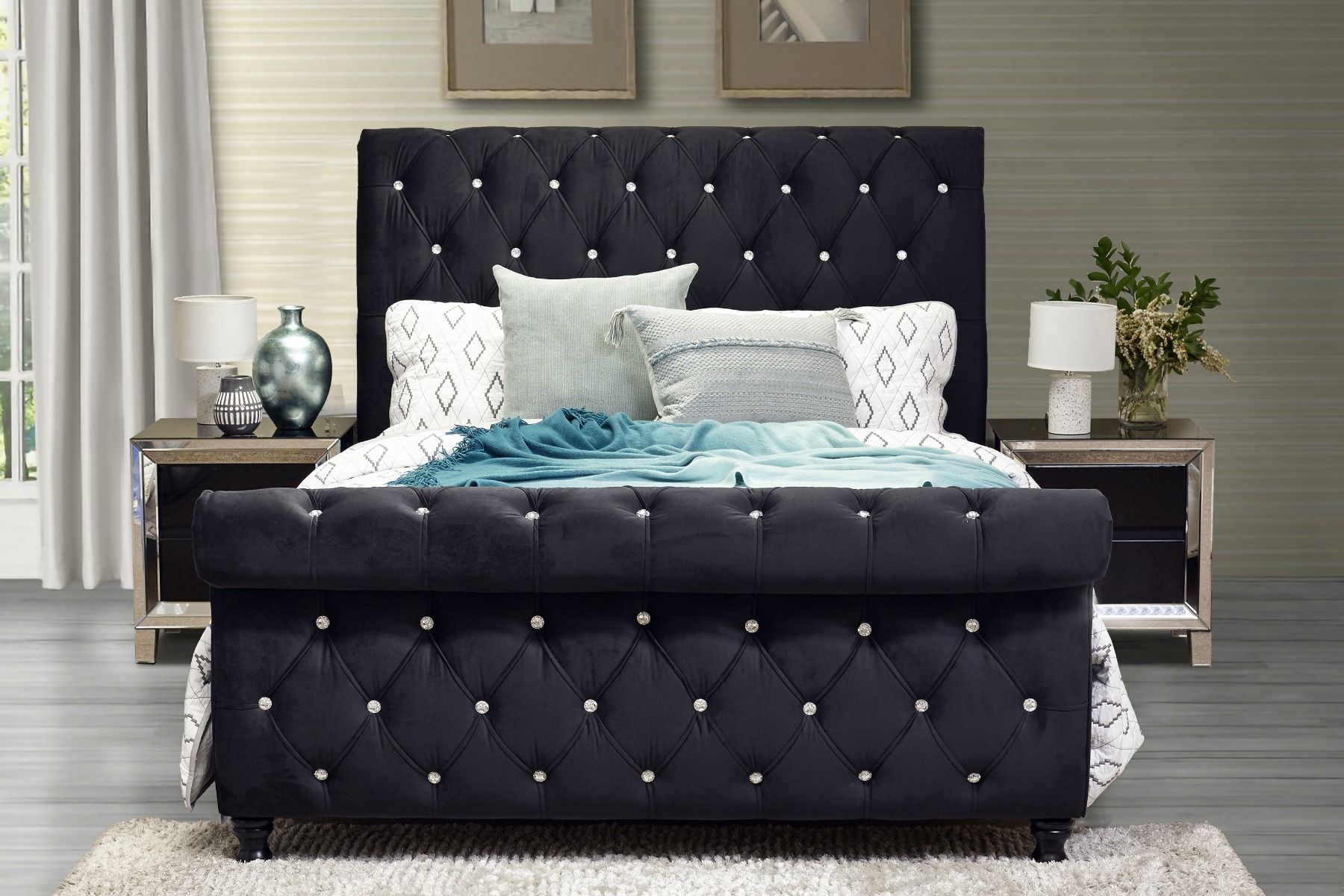 Terviso Velvet Queen Bed